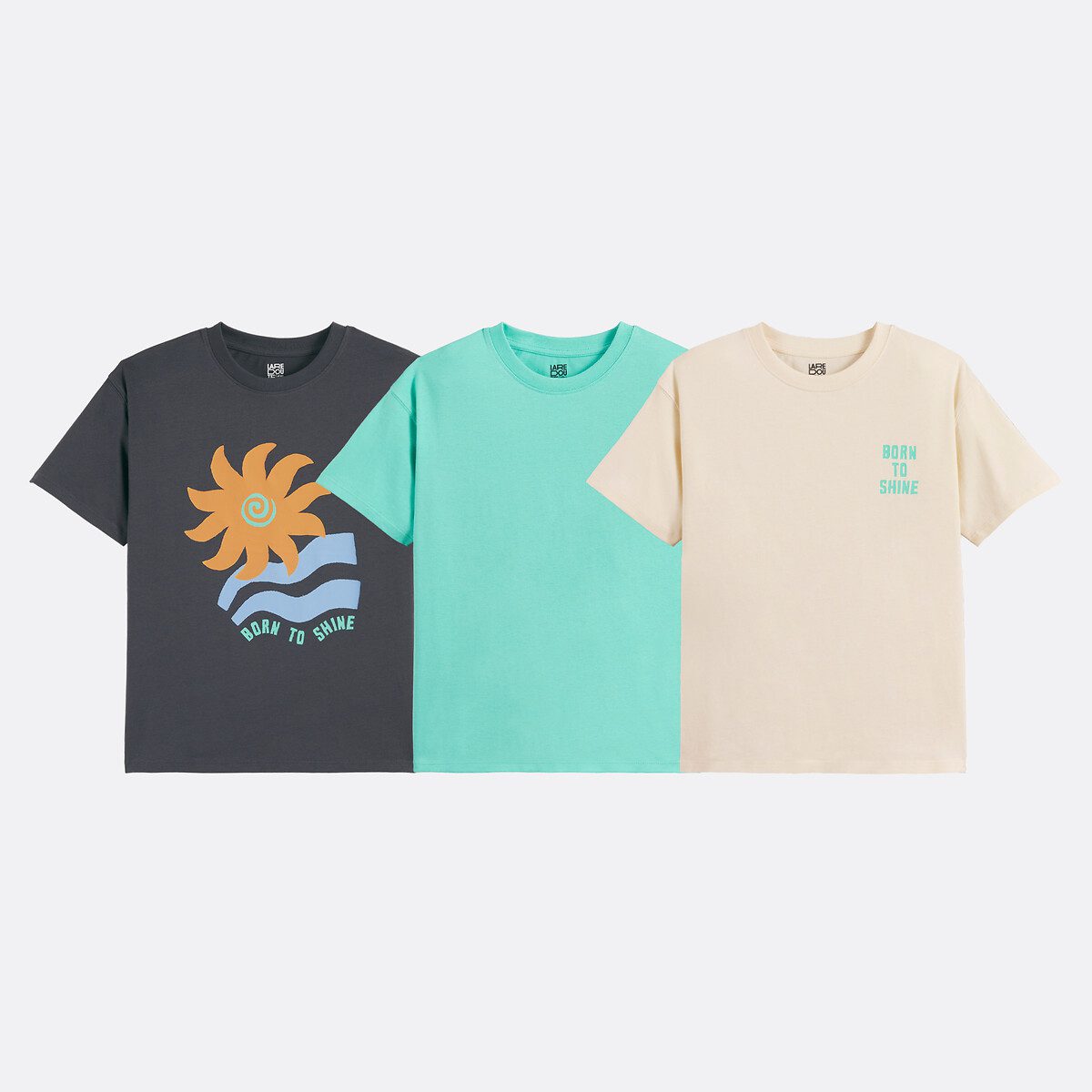 Σετ 3 κοντομάνικα μπλουζάκια με στρογγυλή λαιμόκοψη Διαφορα Χρωματα