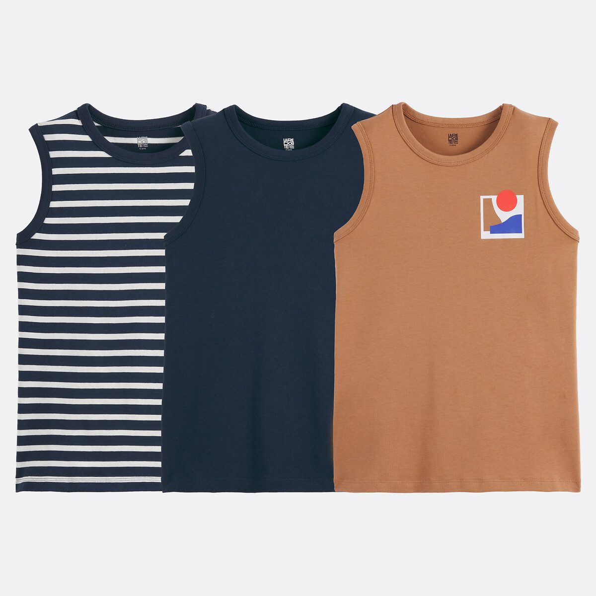 Σετ από 3 αμάνικες μπλούζες Μπλε