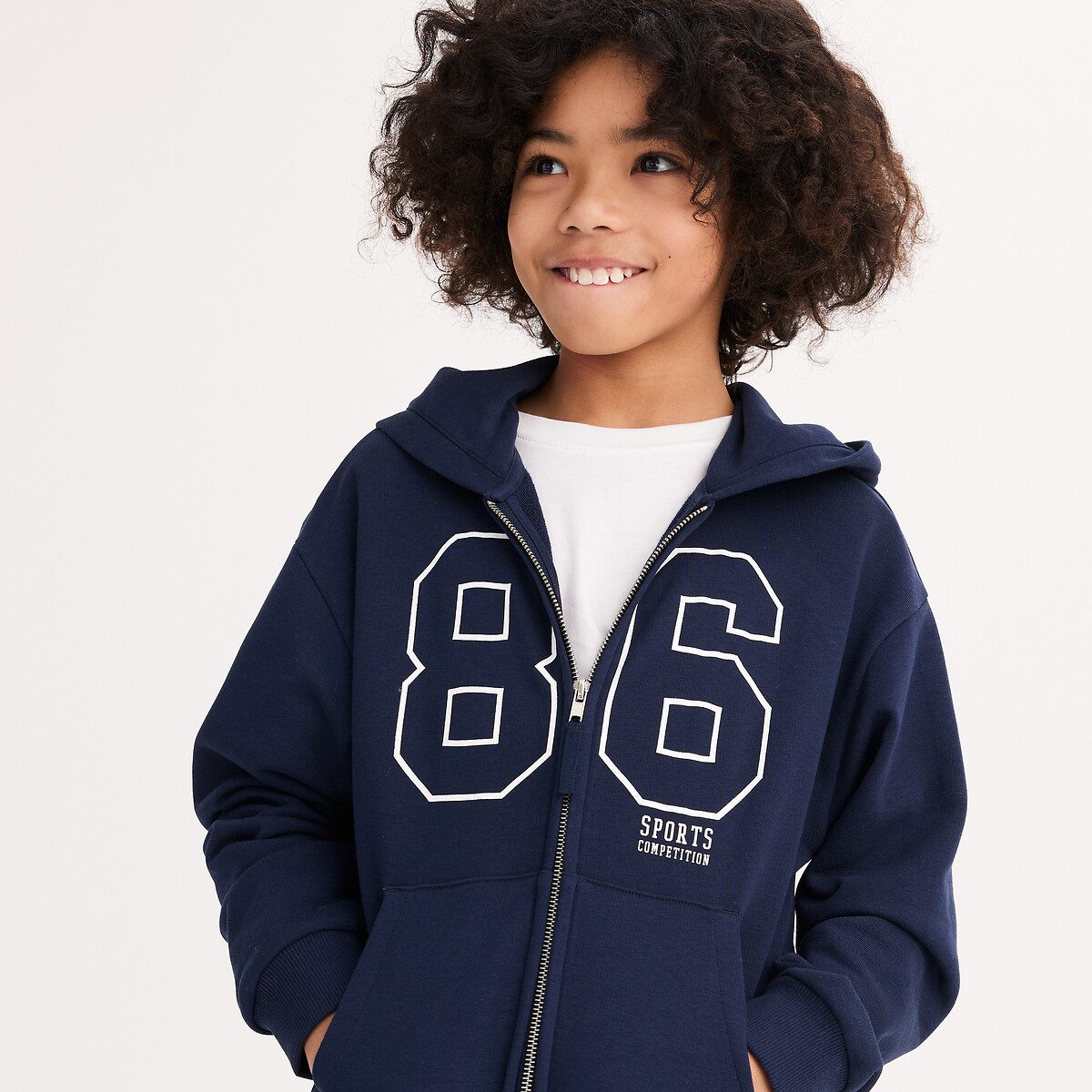 Φούτερ με κουκούλα και φερμουάρ Μπλε