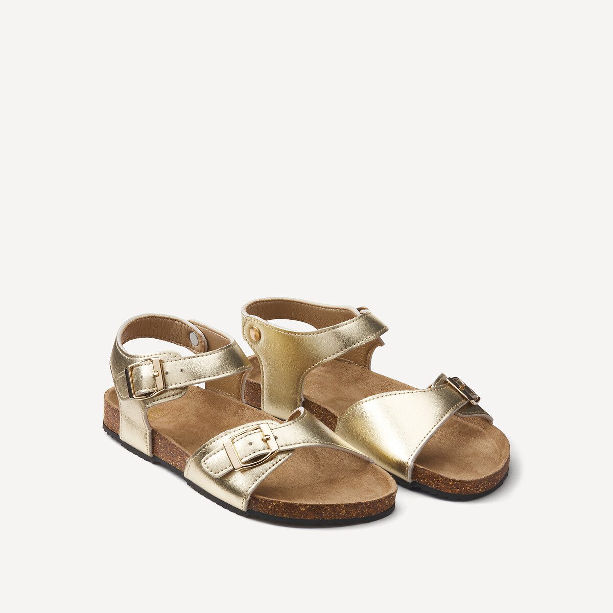 Μεταλλικά σανδάλια με διπλή αγκράφα Χρυσο