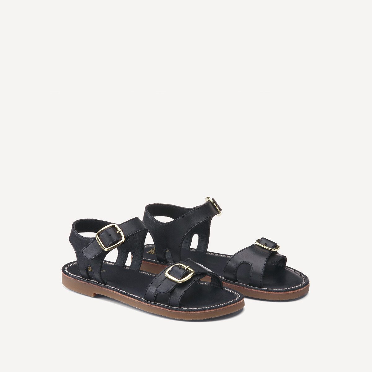 Δερμάτινα σανδάλια με αγκράφα Μπλε