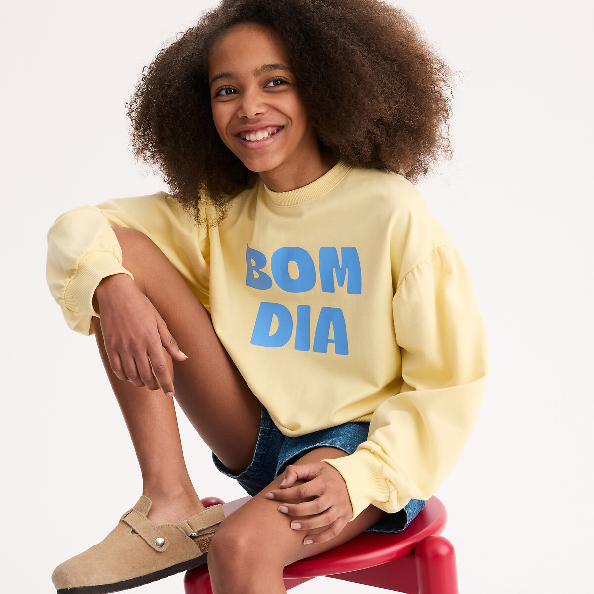 Φούτερ με στρογγυλή λαιμόκοψη Κιτρινο