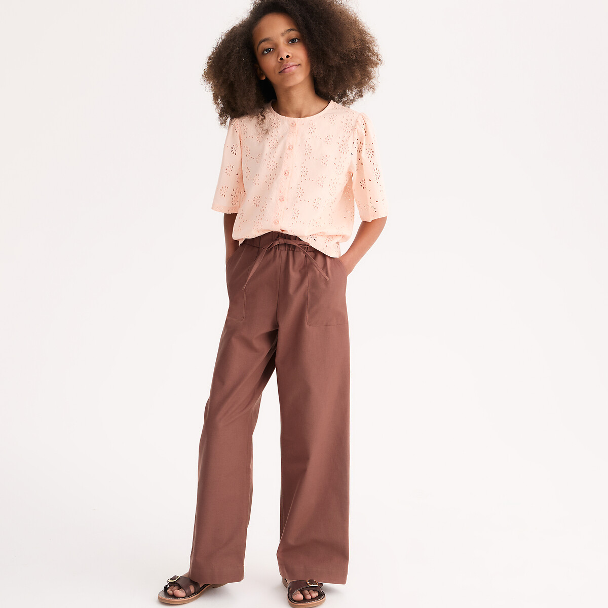 Παντελόνι με ελαστική μέση Καφε