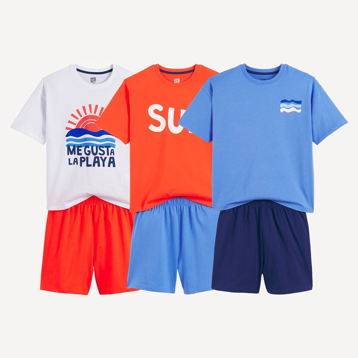 Σετ 3 βαμβακερά σορτς πιτζάμας Διαφορα Χρωματα