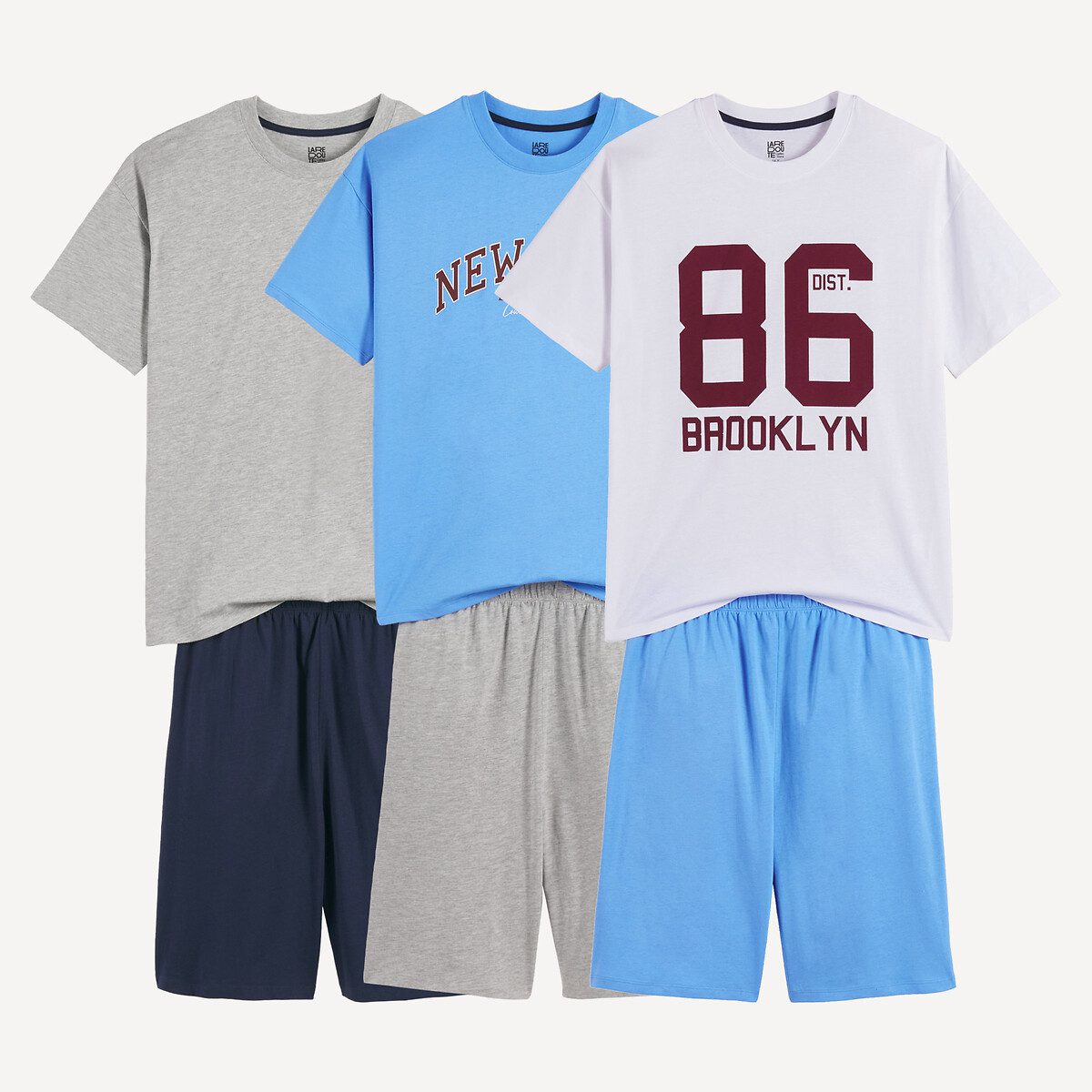 Σετ 3 πιτζάμες με σορτς jersey Διαφορα Χρωματα