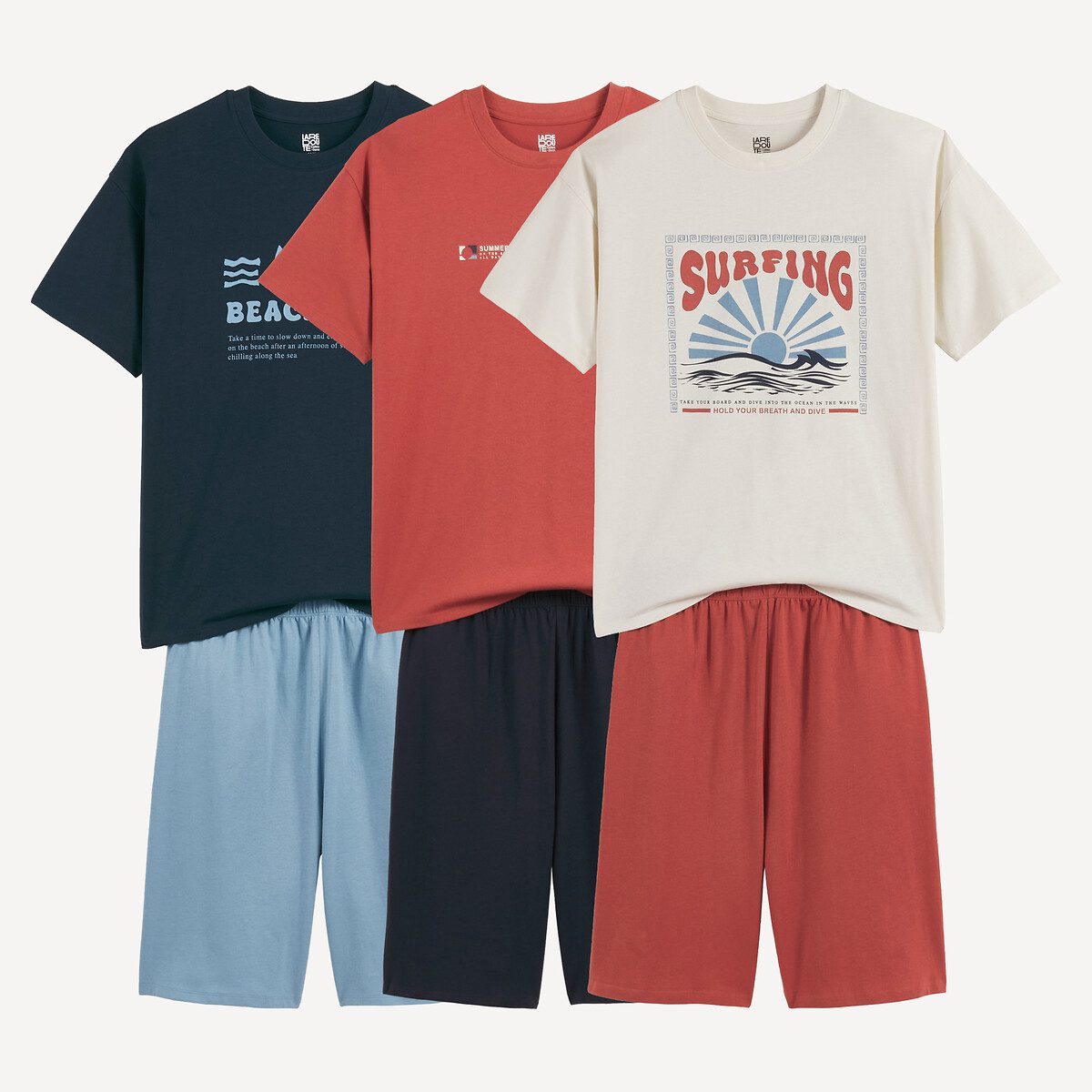 Σετ 3 πιτζάμες με σορτς Διαφορα Χρωματα