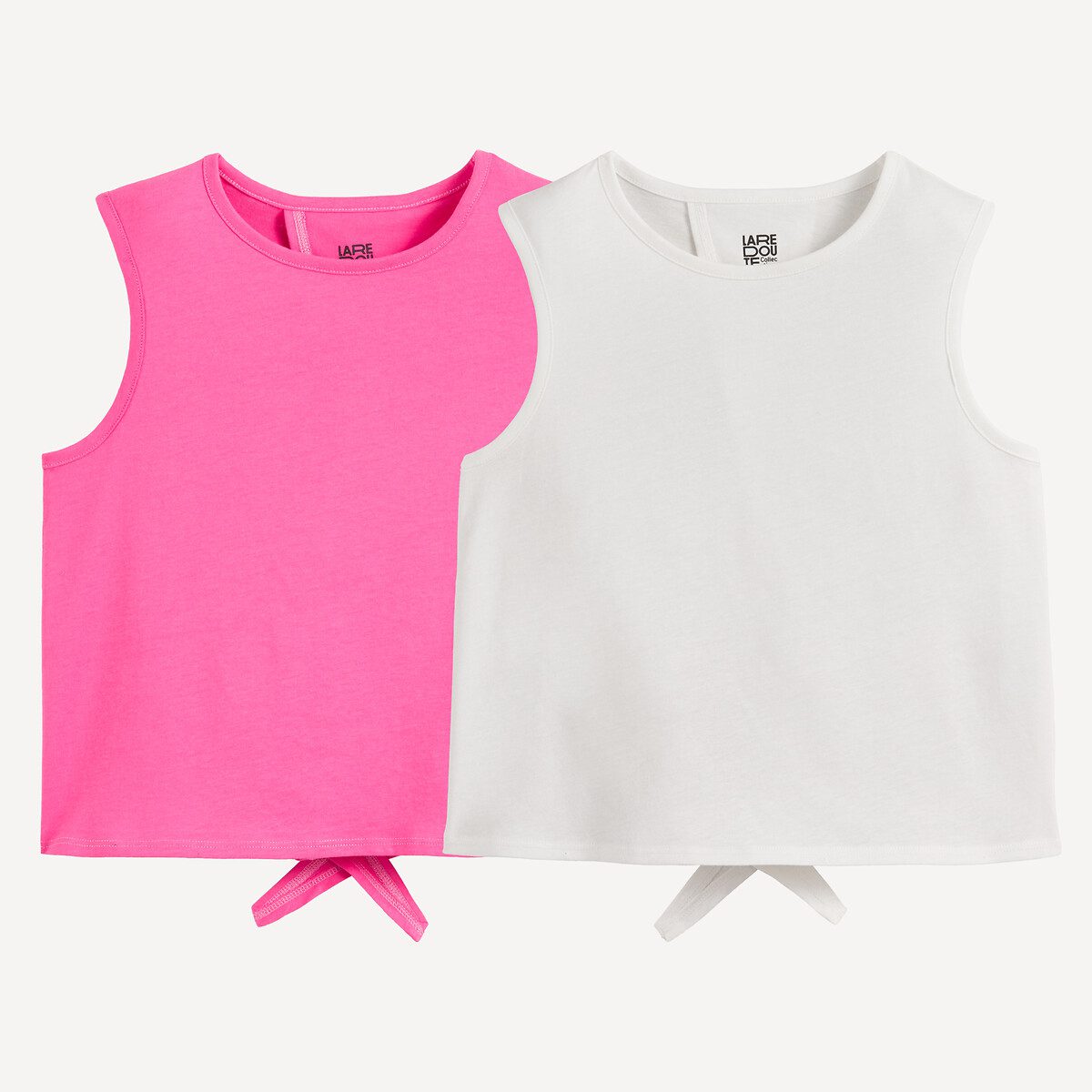 Σετ 2 αμάνικα τοπ με ανοιχτή πλάτη και δέσιμο με φιόγκο Λευκο