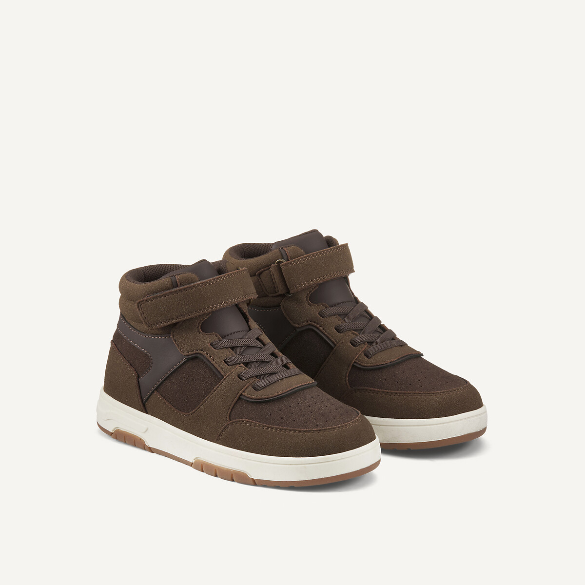 Ψηλά sneakers με ελαστικά κορδόνια Καφε